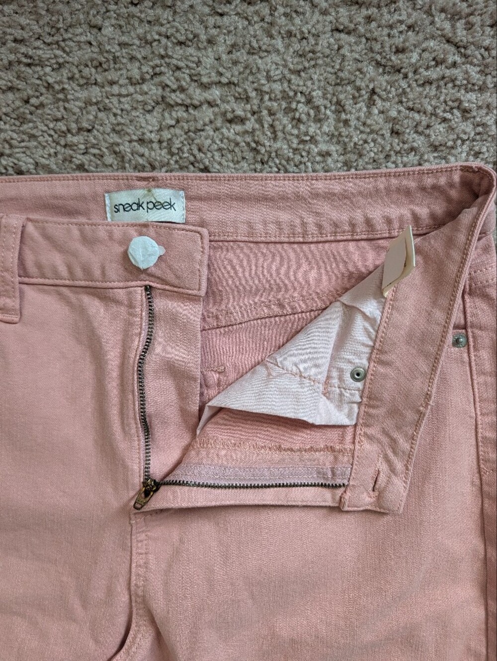 Sneak Peek Womens Dusty Pink Distressed High Rise Wide Leg Jeans NWT Size 30 - Picture 9 of 14